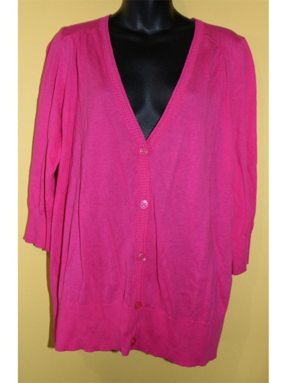 NWT Lane Bryant 18/20 Pink 3/4 Slv Spring Summer Cardigan 2x V Neck